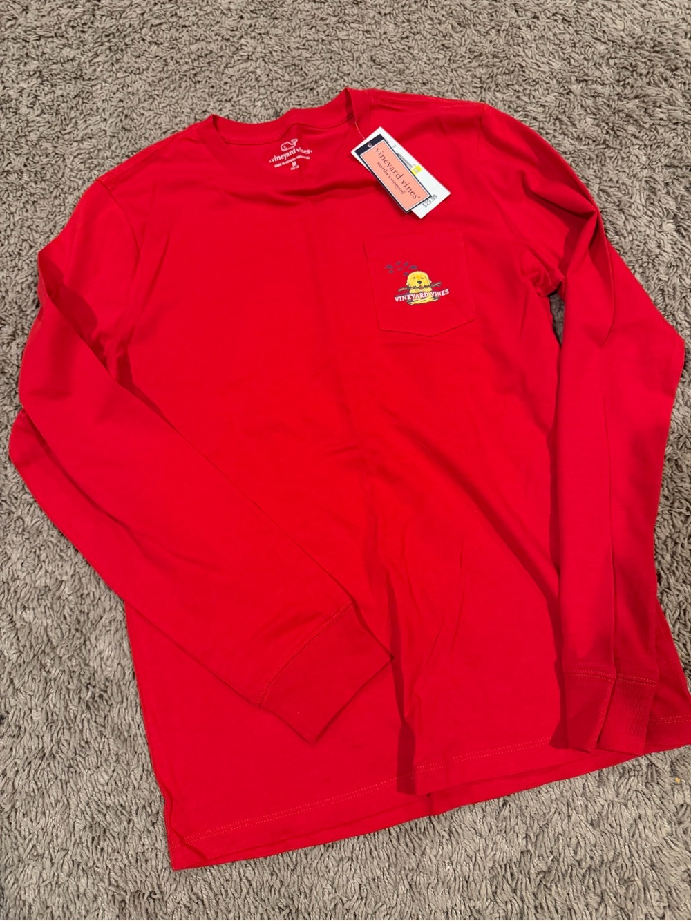 Vineyard Vines Kids Long-Sleeve Tee with Pocket - Red